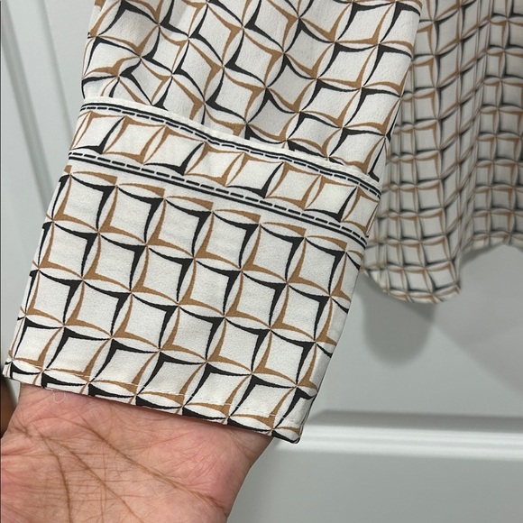 Max Studio White/Black/Gold Checkered Button-Down Shirt - Picture 5 of 7